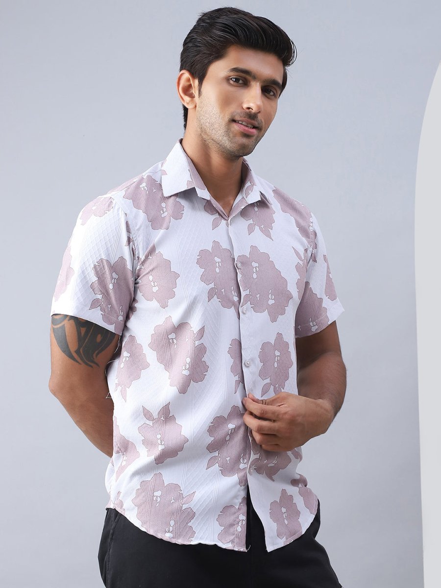 Printed Cotton Casual Shirt For Men - SF_977Magenta_S