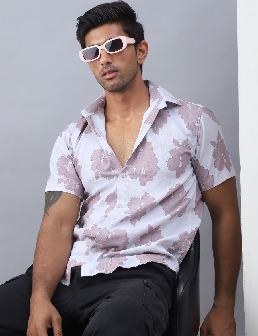 Printed Cotton Casual Shirt For Men - SF_977Magenta_S