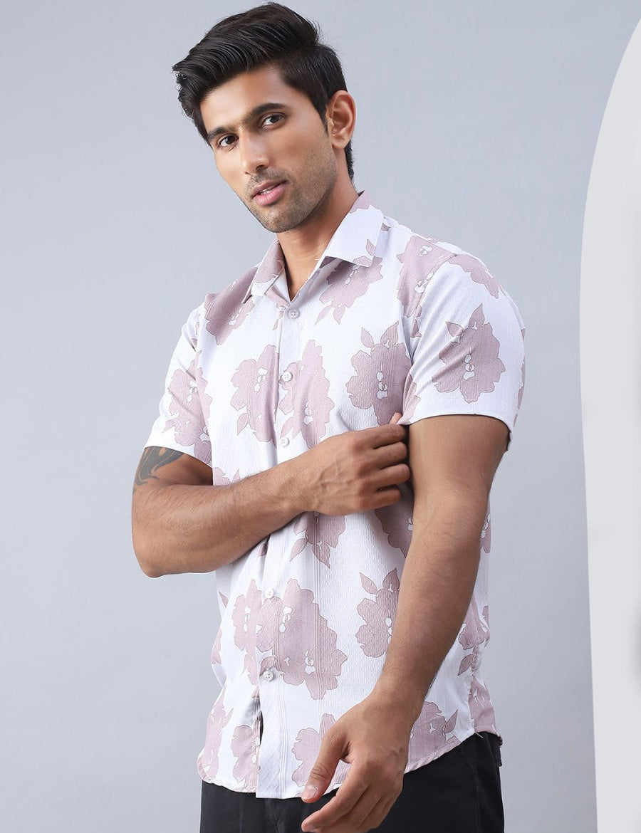 Printed Cotton Casual Shirt For Men - SF_977Magenta_S