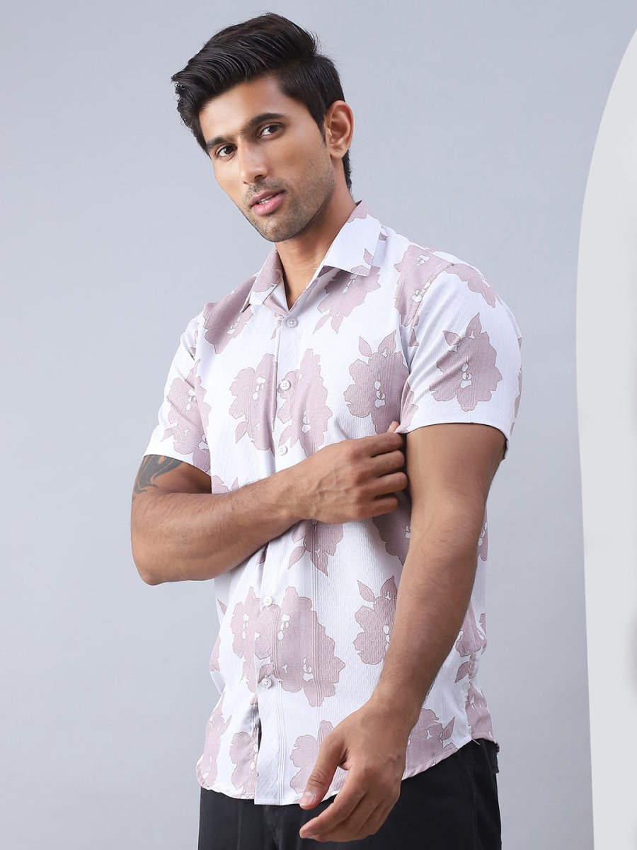Printed Cotton Casual Shirt For Men - SF_977Magenta_S
