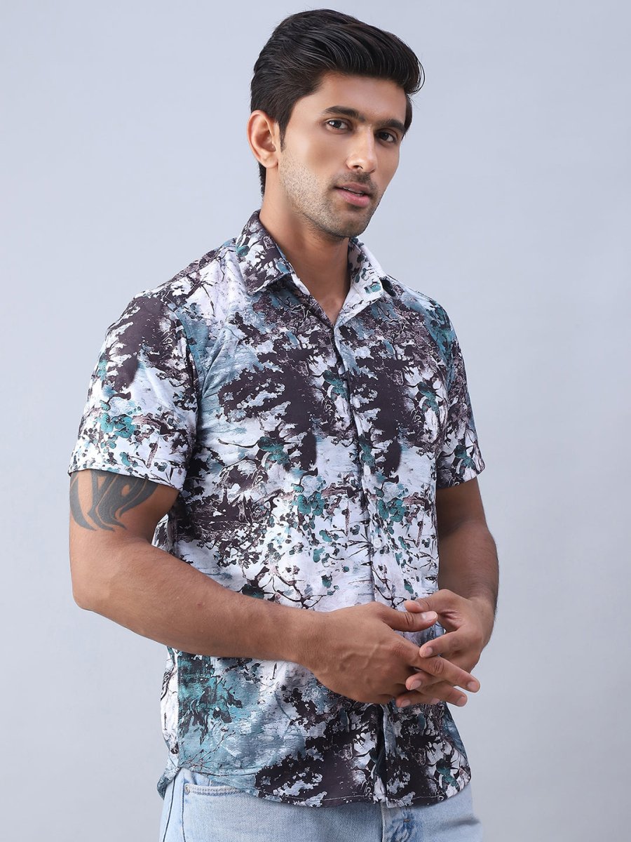 Printed Cotton Casual Shirt For Men - SF_974Green_S