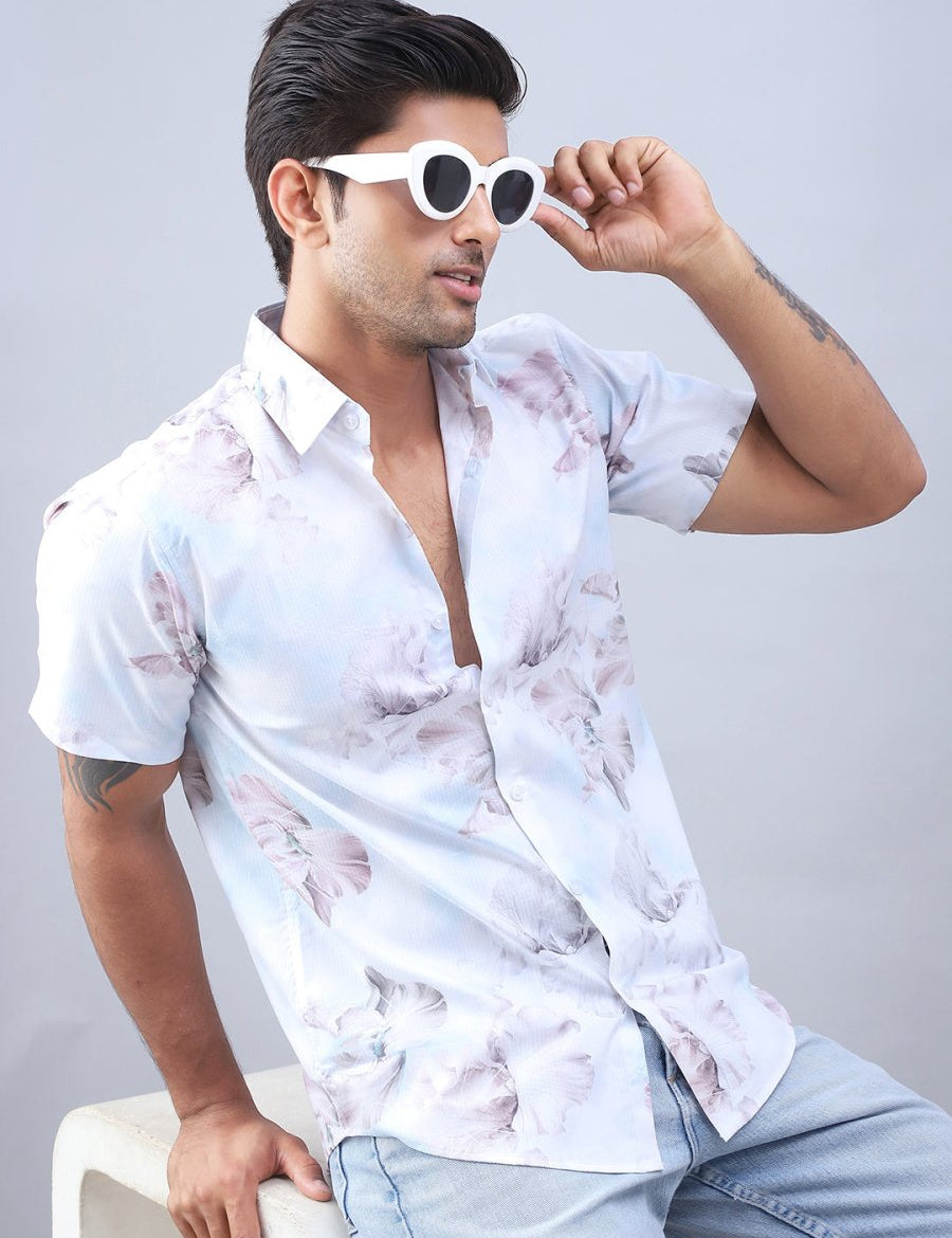 Printed Cotton Casual Shirt For Men - SF_973Blue_S