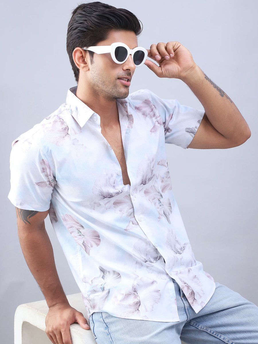Printed Cotton Casual Shirt For Men - SF_973Blue_S