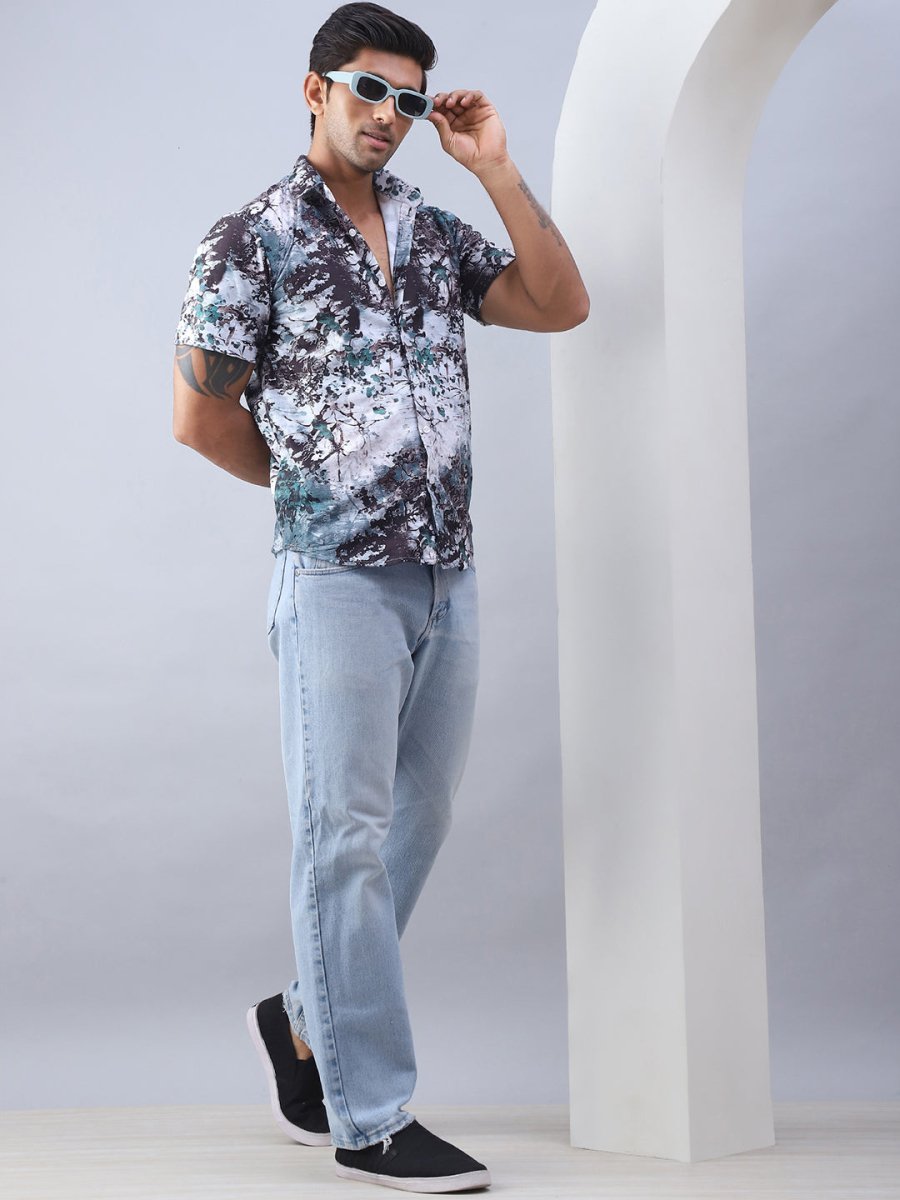 Printed Cotton Casual Shirt For Men - SF_974Green_S