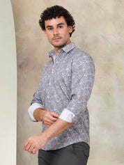 Printed Cotton Casual Shirt for Mens. - SF_945Grey_S