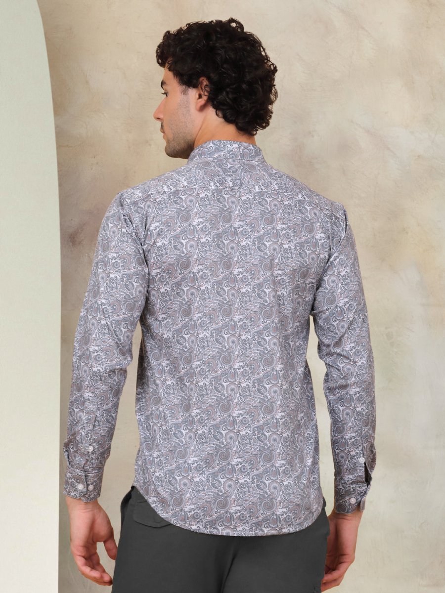 Printed Cotton Casual Shirt for Mens. - SF_945Grey_S