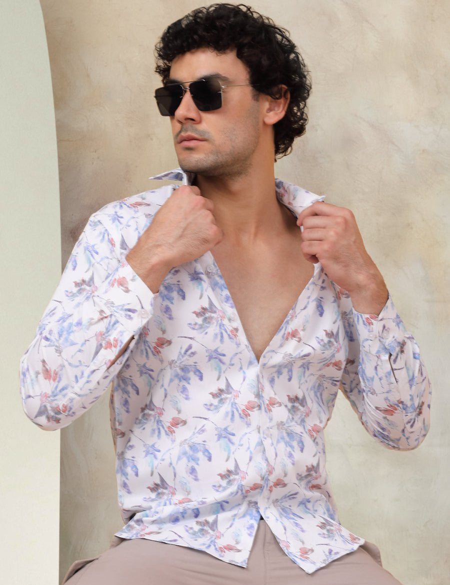Printed Cotton Casual Shirt for Mens. - SF_945Blue_S