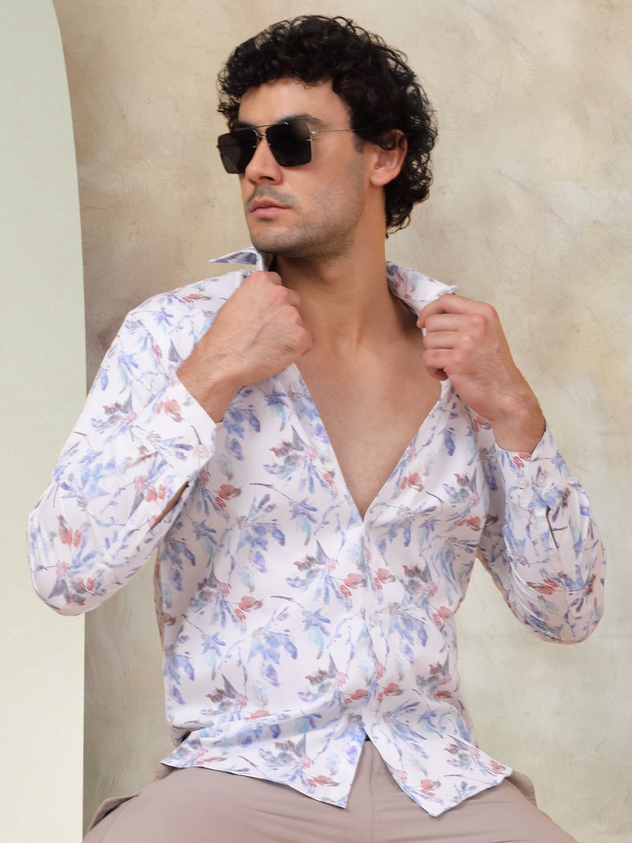 Printed Cotton Casual Shirt for Mens. - SF_945Blue_S