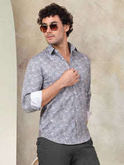 Printed Cotton Casual Shirt for Mens. - SF_945Grey_S
