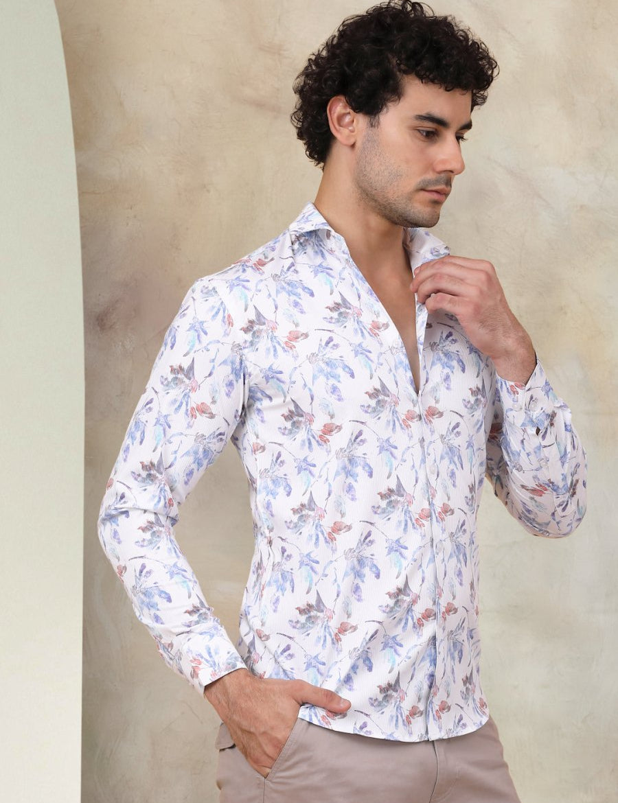 Printed Cotton Casual Shirt for Mens. - SF_945Blue_S