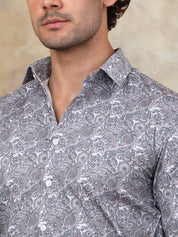 Printed Cotton Casual Shirt for Mens. - SF_945Grey_S