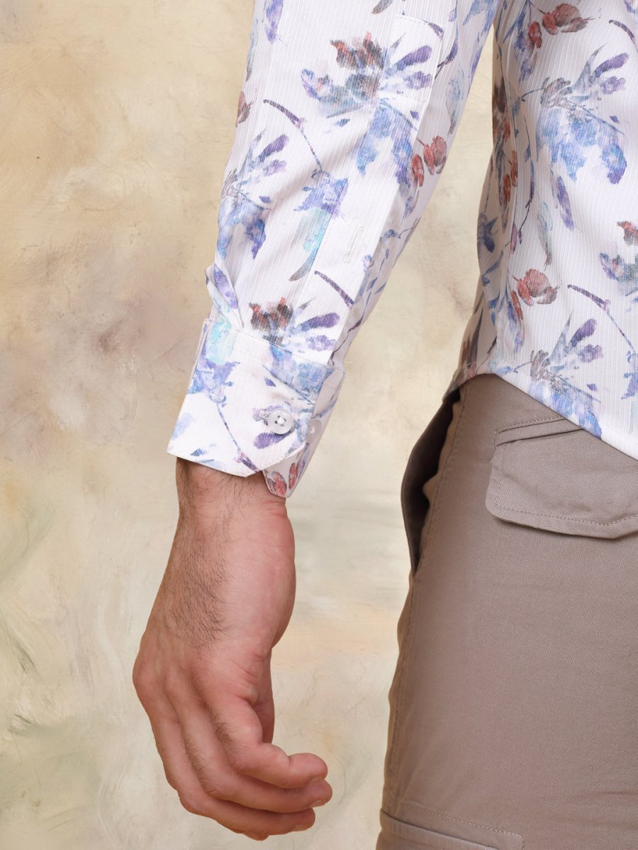 Printed Cotton Casual Shirt for Mens. - SF_945Blue_S