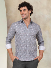 Printed Cotton Casual Shirt for Mens. - SF_945Grey_S
