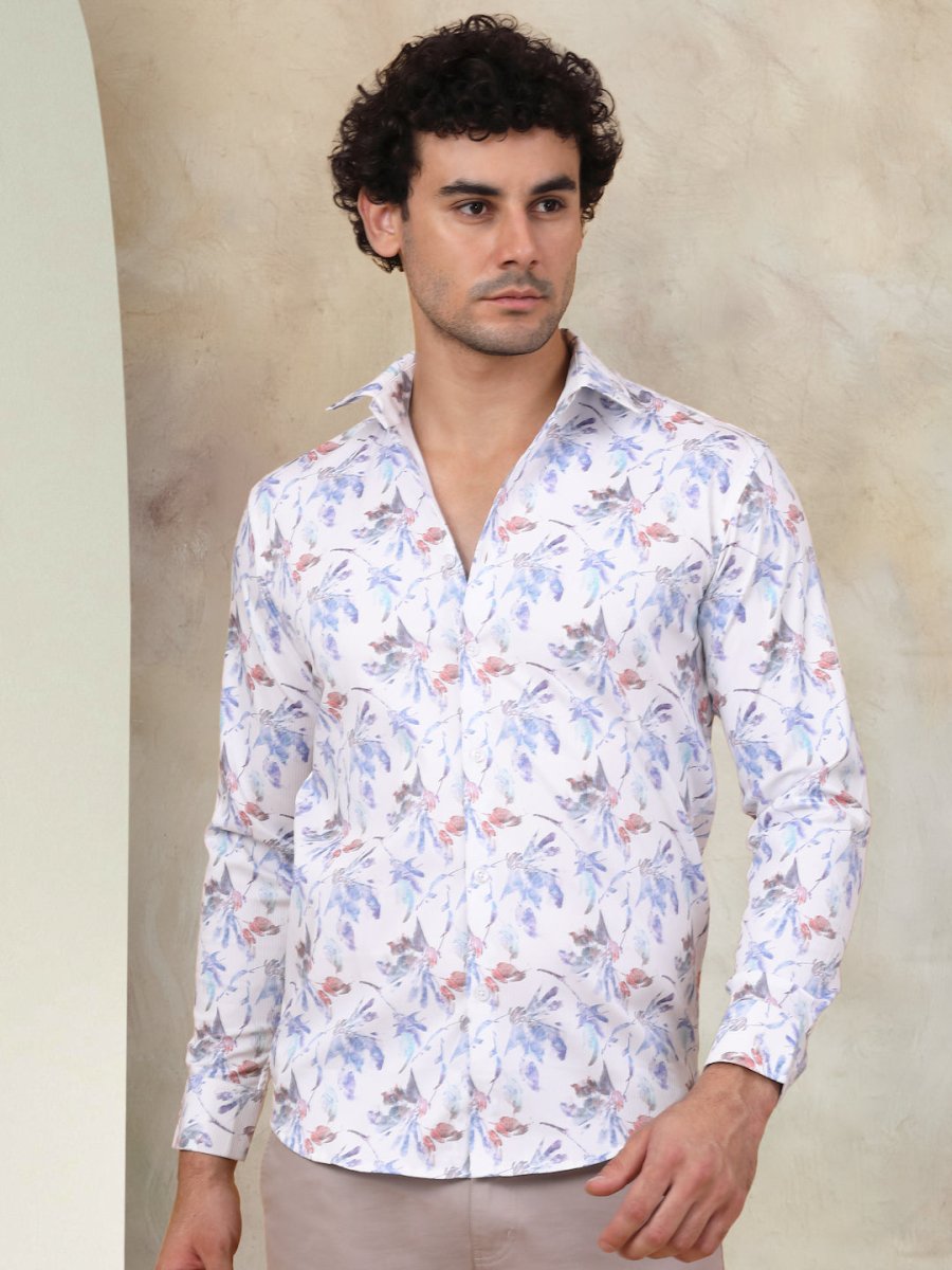 Printed Cotton Casual Shirt for Mens. - SF_945Blue_S