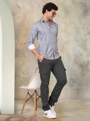 Printed Cotton Casual Shirt for Mens. - SF_945Grey_S