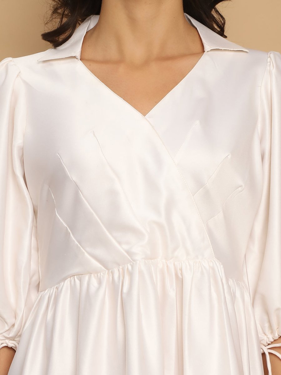Printed Flared Dress For Women - JND_1034White_XS