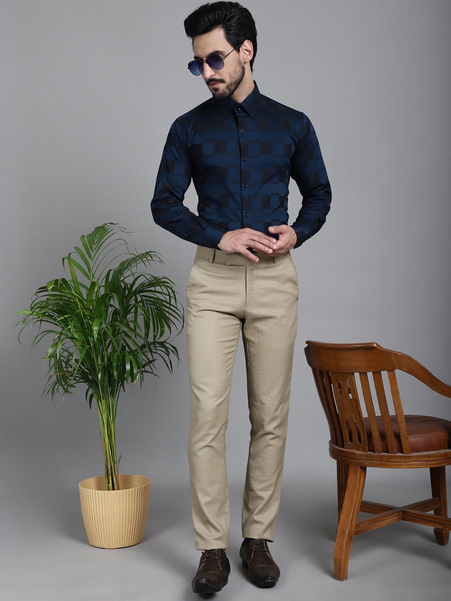 Printed Formal Shirt - SF_901Peacock_S