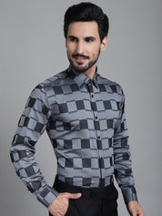 Printed Formal Shirt - SF_901Grey_S