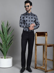 Printed Formal Shirt - SF_901Grey_S