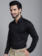 Printed Formal Shirt - SF_906Black_S