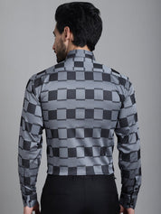 Printed Formal Shirt - SF_901Grey_S