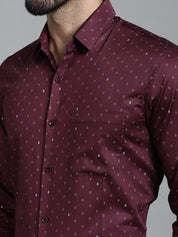Printed Formal Shirt - SF_906Maroon_S