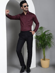 Printed Formal Shirt - SF_906Maroon_S