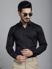 Printed Formal Shirt - SF_906Black_S