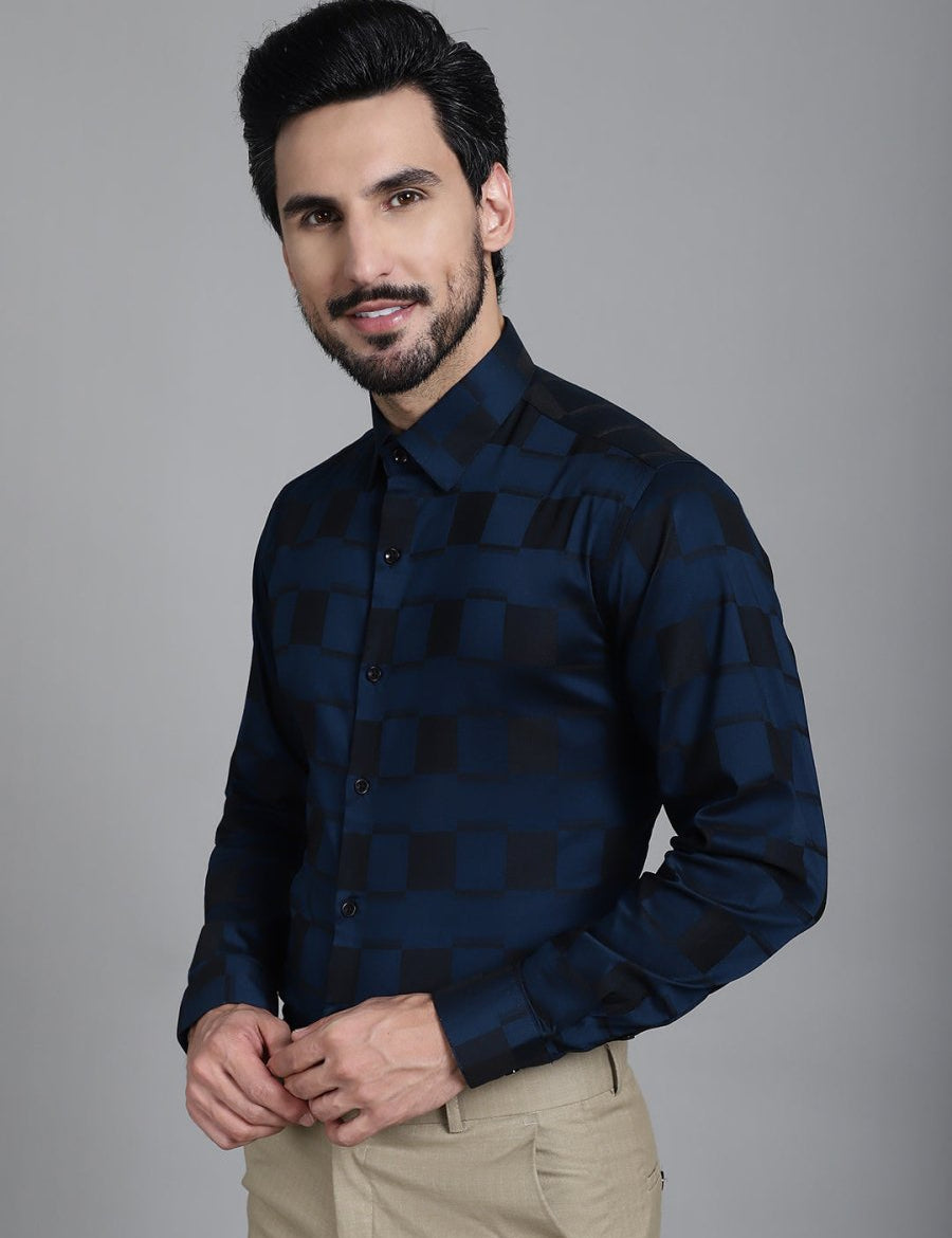 Printed Formal Shirt - SF_901Peacock_S