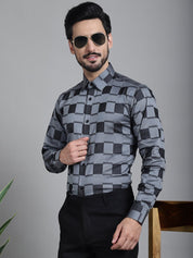 Printed Formal Shirt - SF_901Grey_S