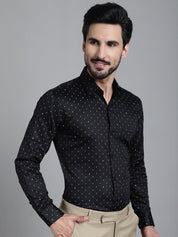 Printed Formal Shirt - SF_906Black_S