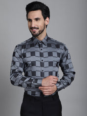 Printed Formal Shirt - SF_901Grey_S