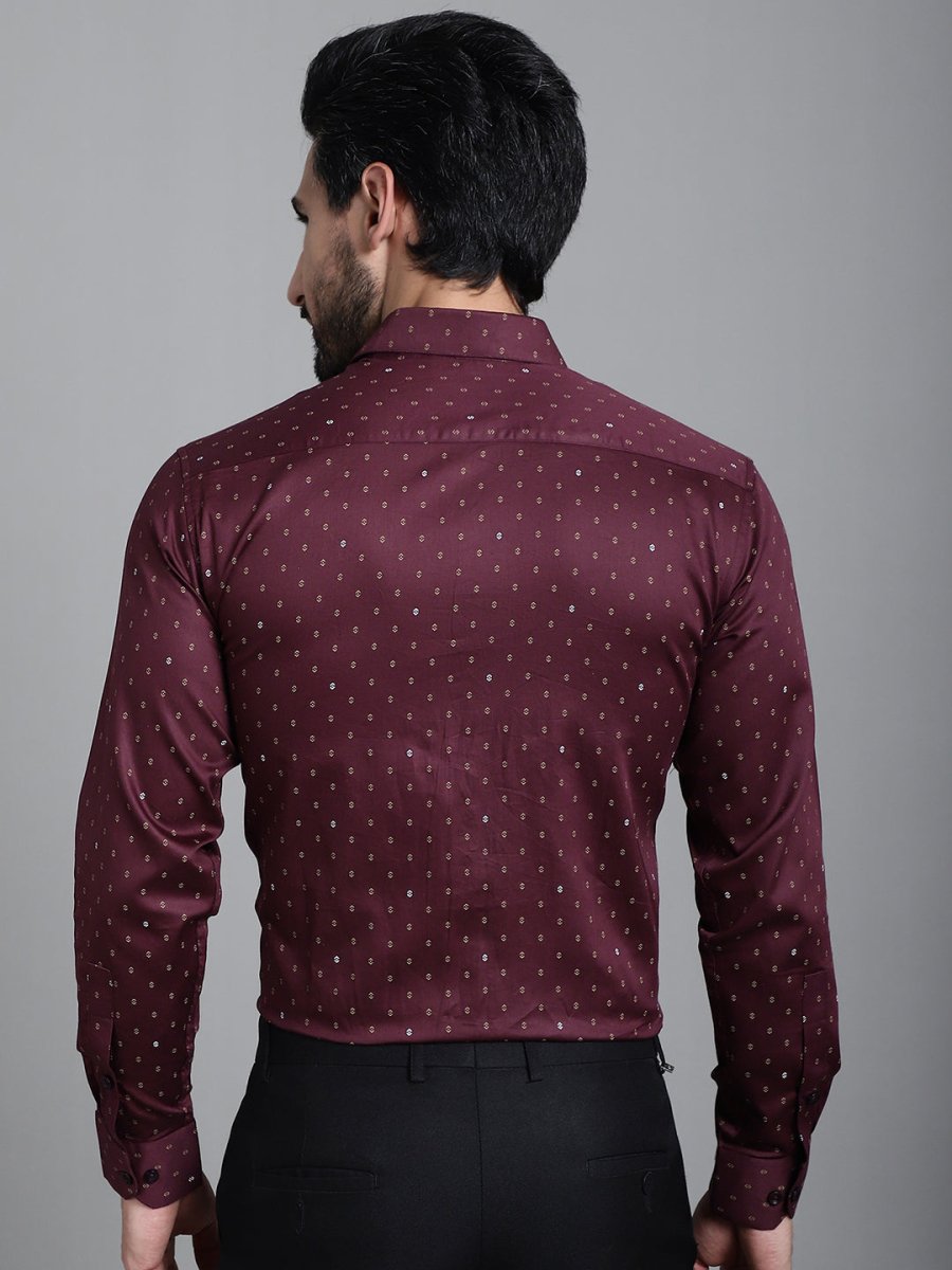 Printed Formal Shirt - SF_906Maroon_S