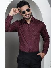Printed Formal Shirt - SF_906Maroon_S