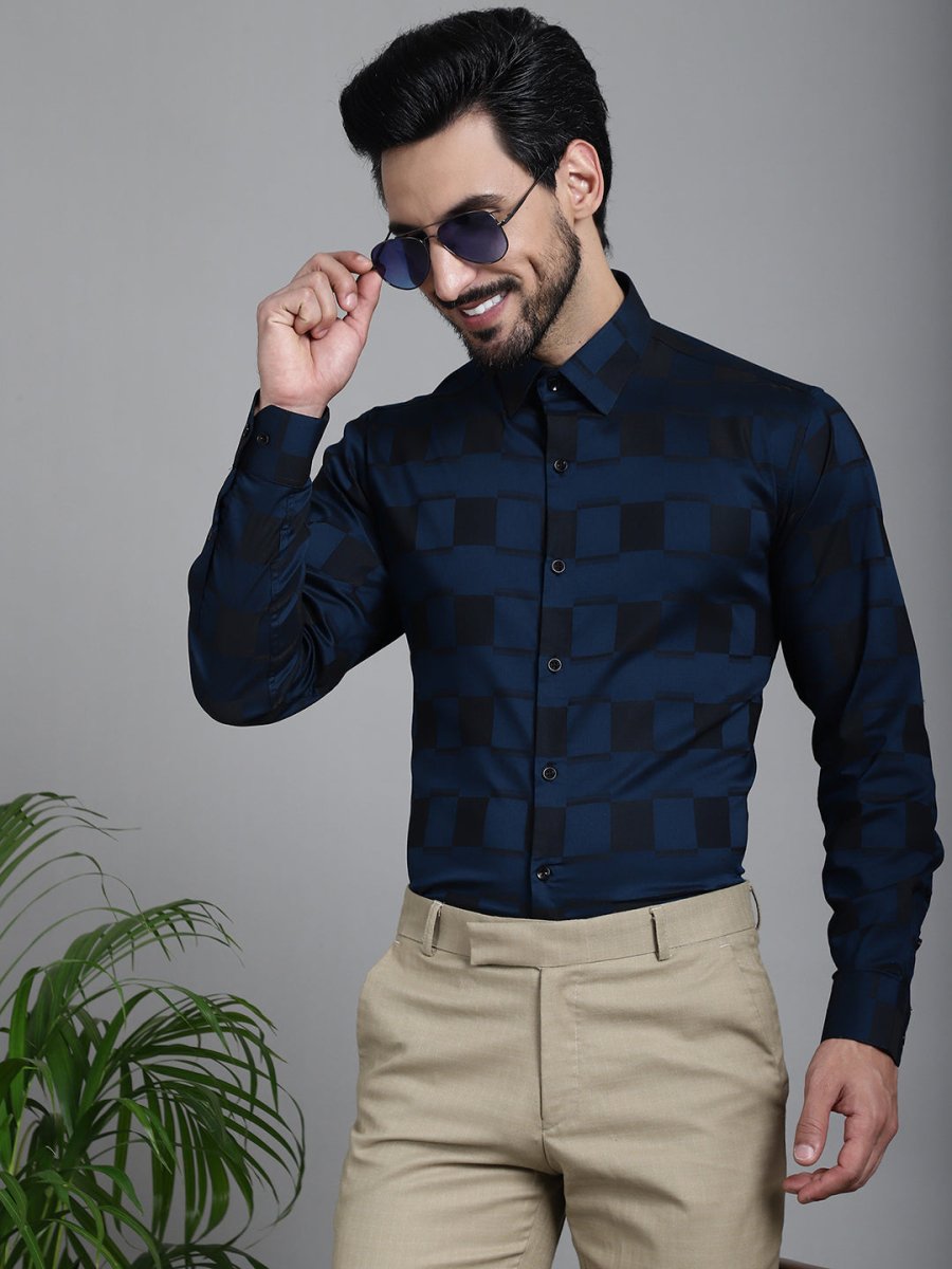 Printed Formal Shirt - SF_901Peacock_S