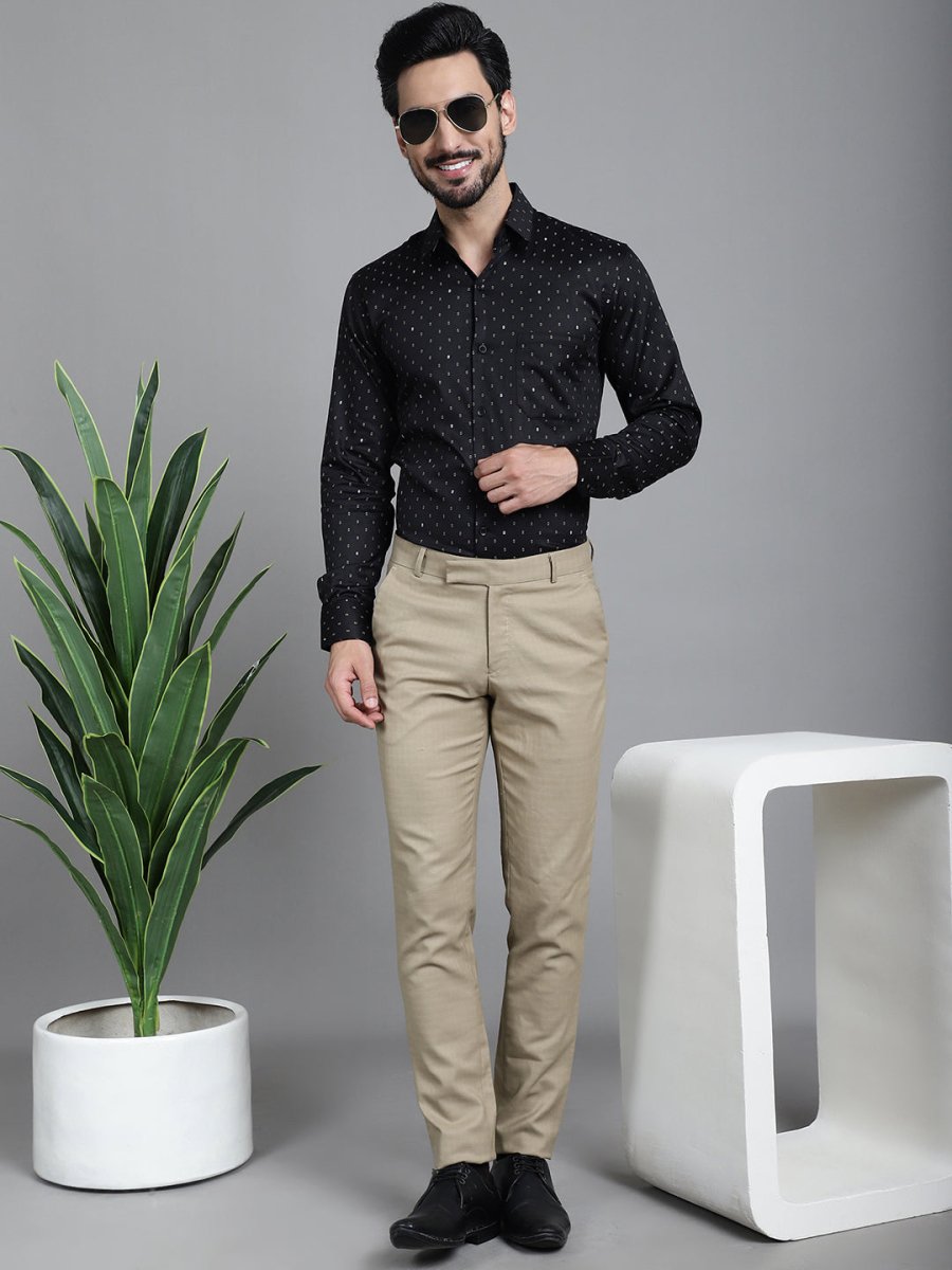 Printed Formal Shirt - SF_906Black_S
