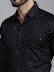 Printed Formal Shirt - SF_906Black_S