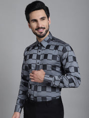 Printed Formal Shirt - SF_901Grey_S