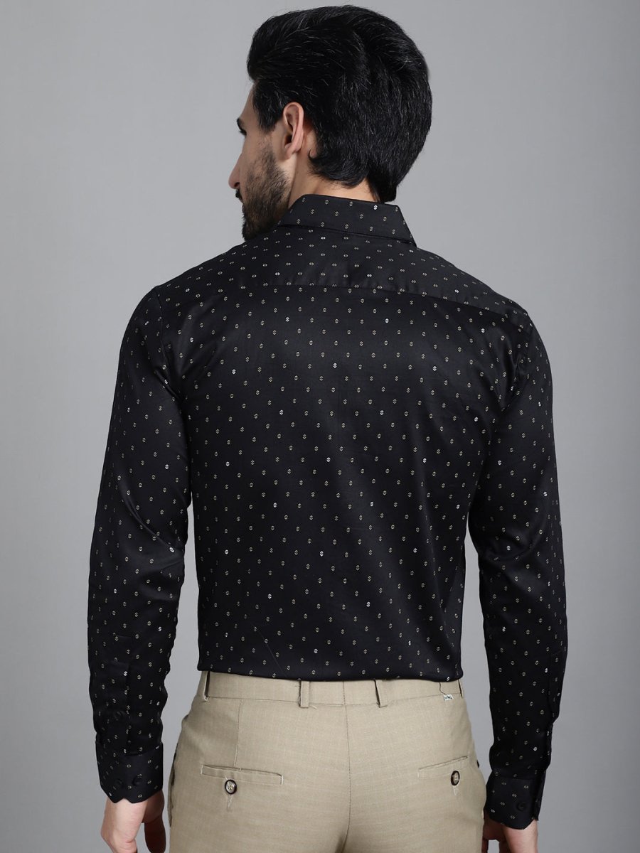 Printed Formal Shirt - SF_906Black_S