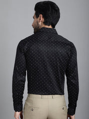 Printed Formal Shirt - SF_906Black_S
