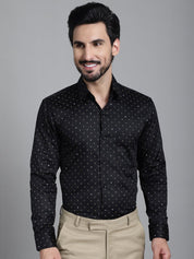Printed Formal Shirt - SF_906Black_S