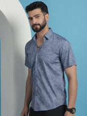 Printed Half Sleeve Cotton Shirt for Men - SF_932Grey_S