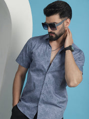 Printed Half Sleeve Cotton Shirt for Men - SF_932Grey_S