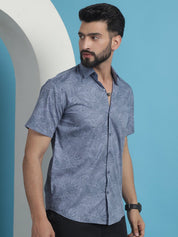 Printed Half Sleeve Cotton Shirt for Men - SF_932Grey_S