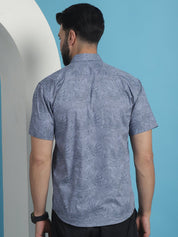 Printed Half Sleeve Cotton Shirt for Men - SF_932Grey_S