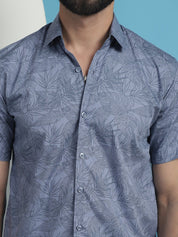Printed Half Sleeve Cotton Shirt for Men - SF_932Grey_S