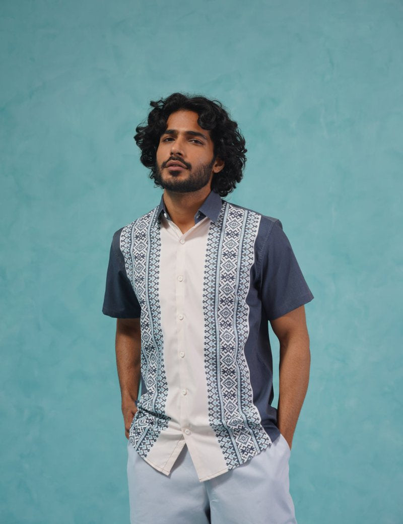Printed Half Sleeve Lycra Shirt for Men - SF_916Charcoal_S