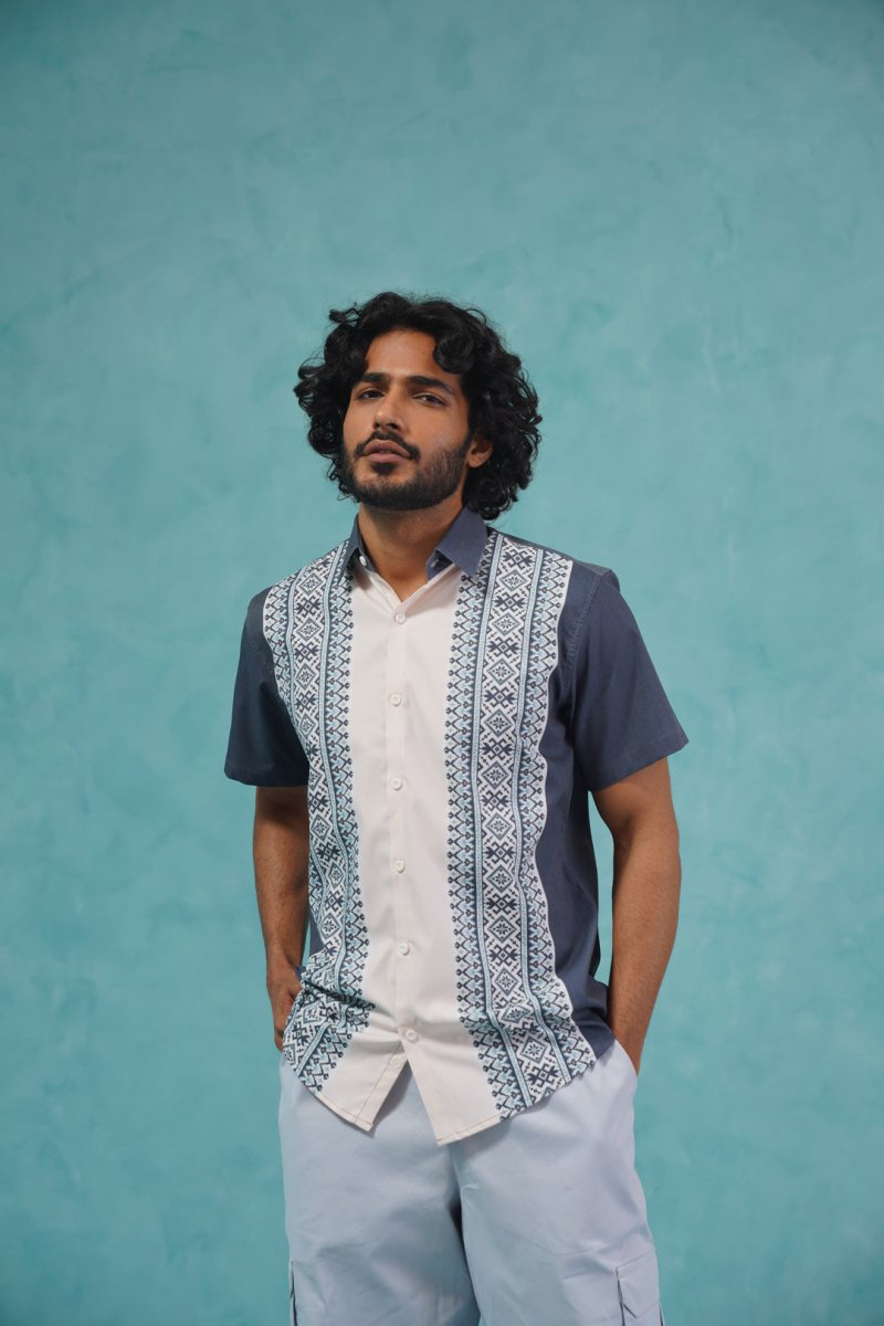 Printed Half Sleeve Lycra Shirt for Men - SF_916Charcoal_S