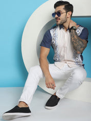Printed Half Sleeve Lycra Shirt for Men - SF_916White_S