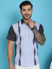 Printed Half Sleeve Lycra Shirt for Men - SF_916Sky_S